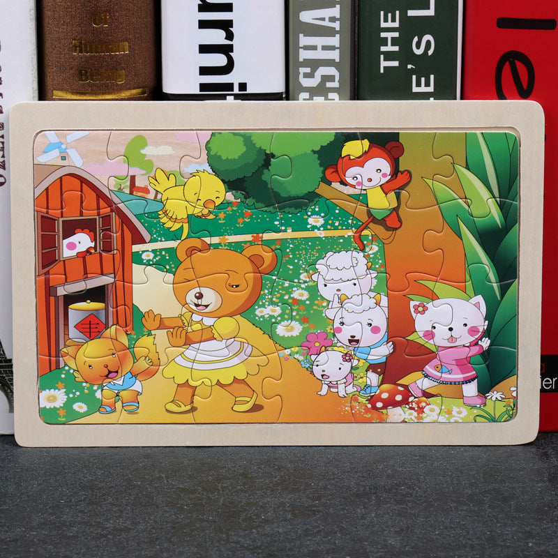 80PCS wooden educational toys educational development baby kids training toys children animal puzzle – image 18