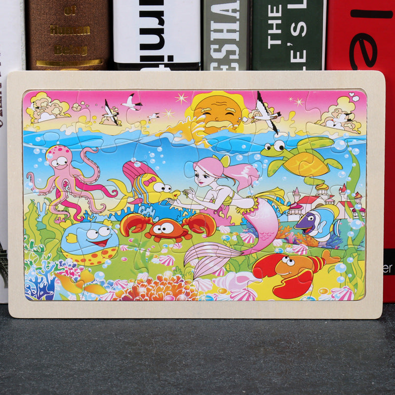 80PCS wooden educational toys educational development baby kids training toys children animal puzzle – image 7