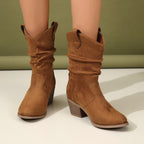 Fashion Western Denim Style Retro Cloth Cover Fashion Boots Women – image 4