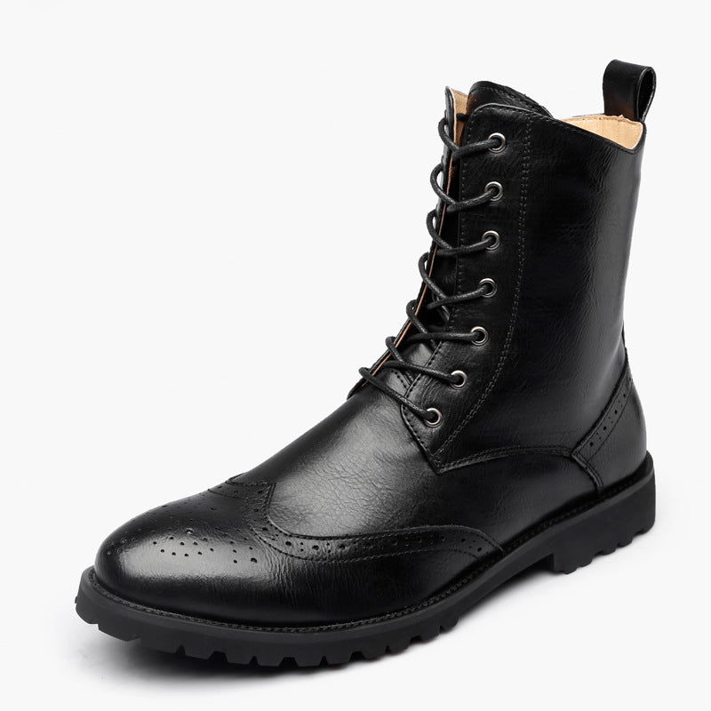 Korean casual tooling boots leather boots men – image 2
