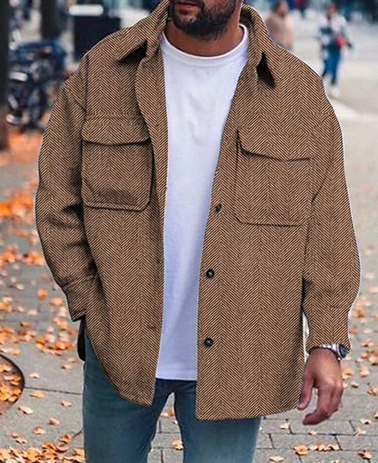 Coat Men Polo Collar Top Men Fashion Work Clothes – image 10