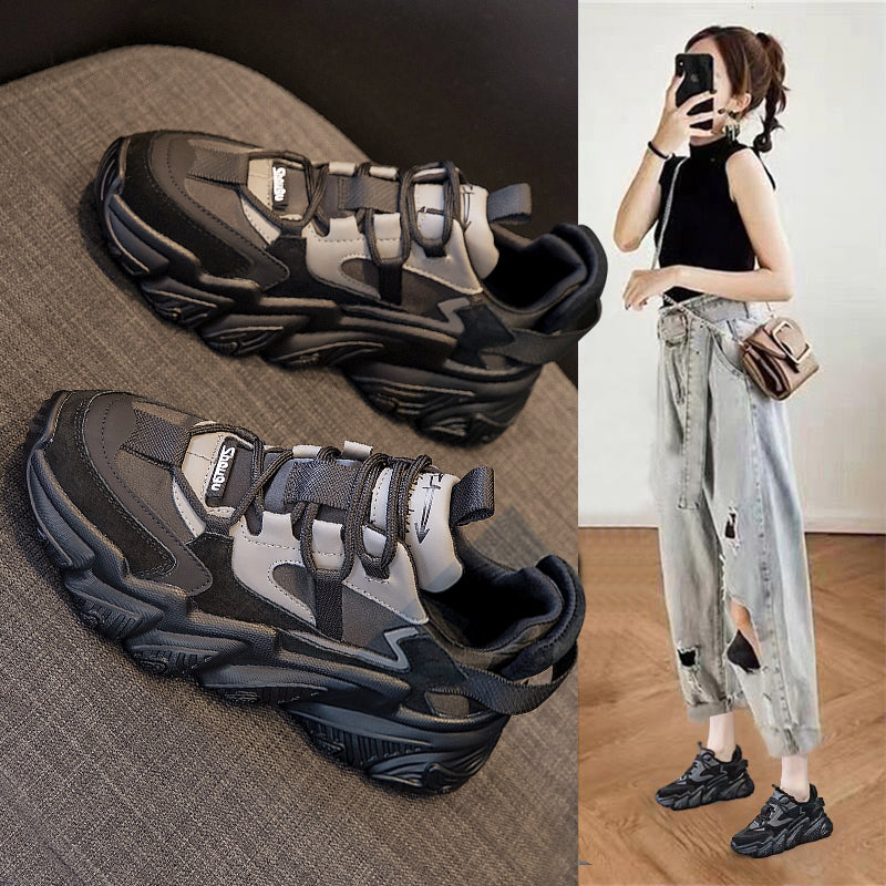 Shoes Women New Thick Soled Women S Shoes Versatile Sports Shoes Black Fashion Net Red Daddy Shoes Spring – image 8
