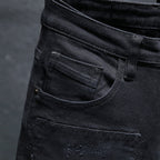 Spring And Summer New Jeans Pure Black Ripped Stretch Jeans Men Black Jeans Men – image 2