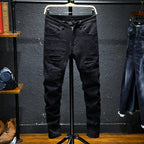 Spring And Summer New Jeans Pure Black Ripped Stretch Jeans Men Black Jeans Men – image 3