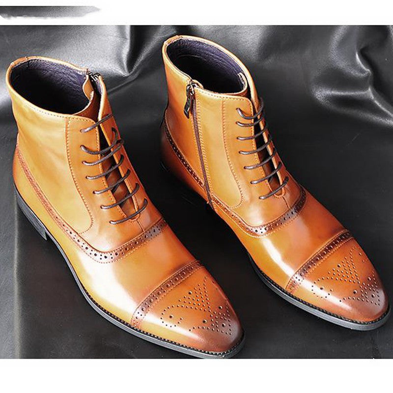 Men Big Size Plush Warm Winter Shoes Men Brown Vintage Men Boots Safety Shoes – image 5