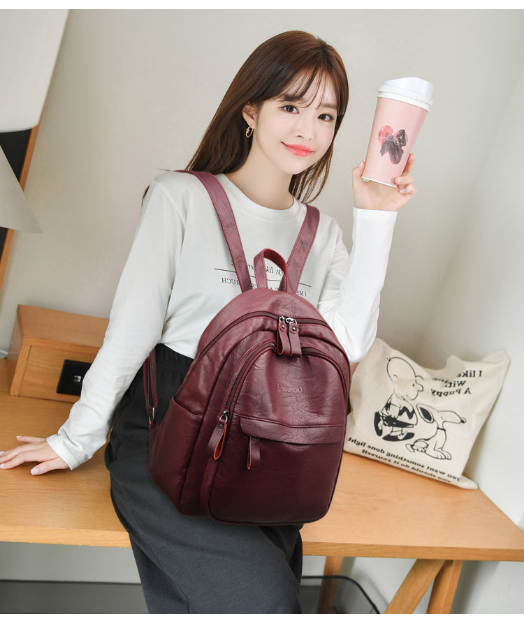 Version Of The Versatile Soft Leather Bag Simple Fashion Backpack – image 11