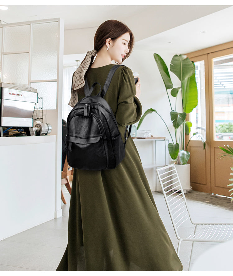Version Of The Versatile Soft Leather Bag Simple Fashion Backpack – image 9