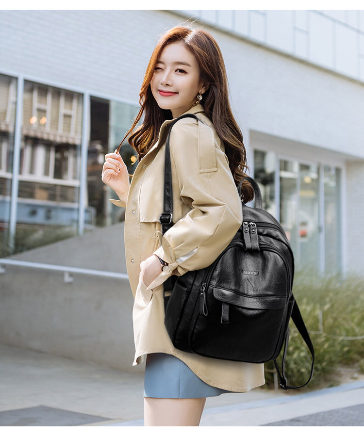 Version Of The Versatile Soft Leather Bag Simple Fashion Backpack – image 2