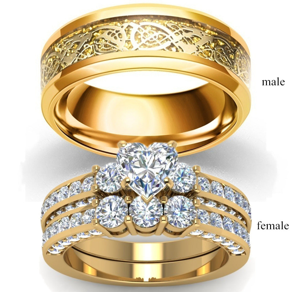 Zircon Gold Dragon Ring Ring For Couples – image 3