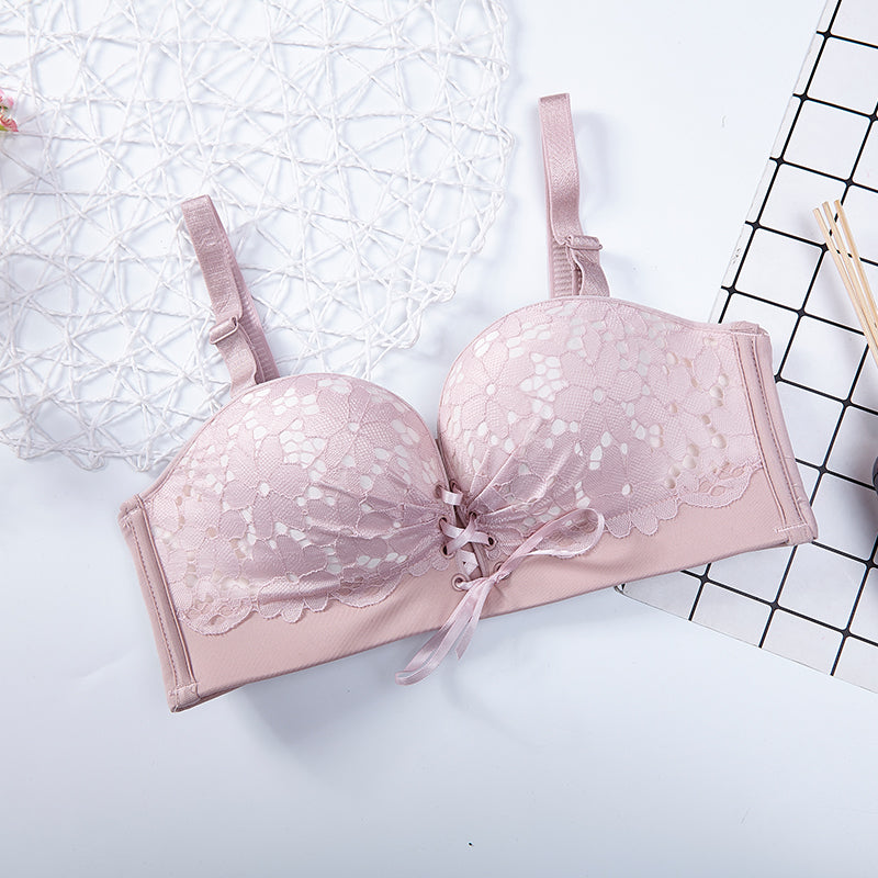 Drawstrings Push Up Sexy Lace Bra – image 6