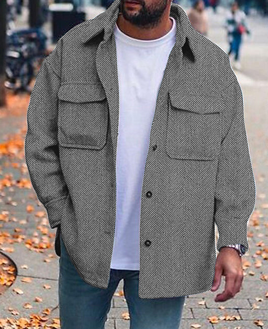 Coat Men Polo Collar Top Men Fashion Work Clothes – image 4