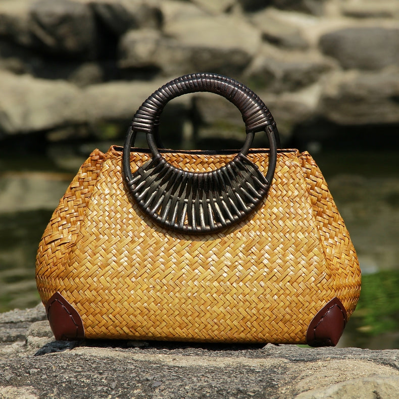 Straw bag women handbag hand bag – image 3