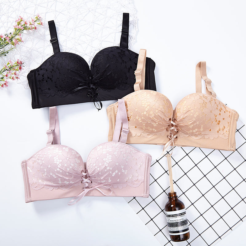 Drawstrings Push Up Sexy Lace Bra – image 5