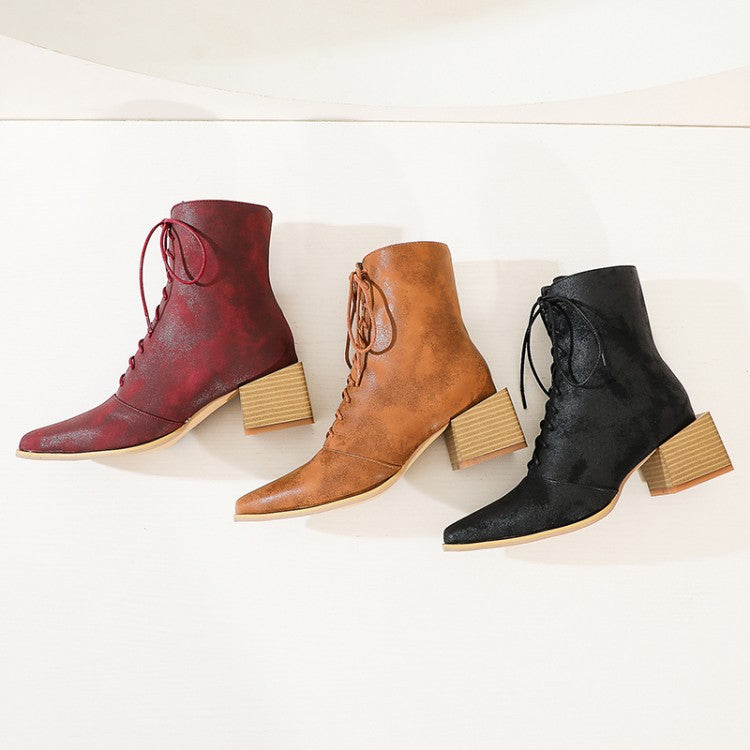 Martin Boots Women Thick Heel Pointed Toe Zipper Short Boots Women – image 7
