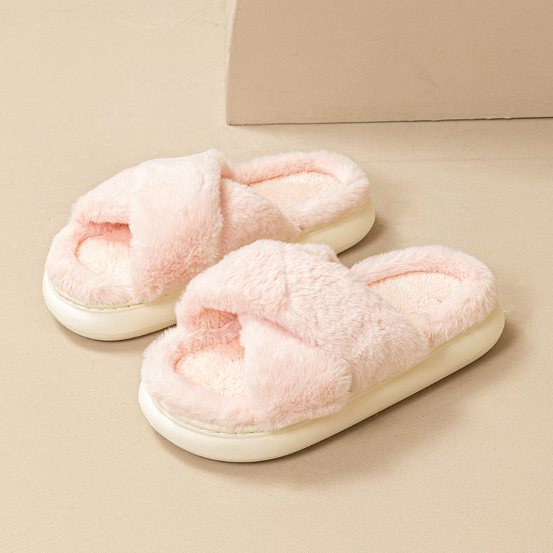 Fashion Cross Fluffy Slippers Women – image 5