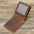 Men's Wallet Leather Wallet Retro Rough Tri-fold First Layer Cowhide