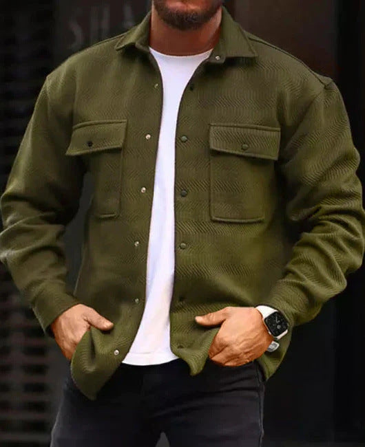 Coat Men Polo Collar Top Men Fashion Work Clothes – image 8