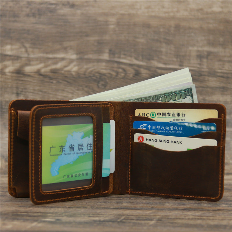 Men's Wallet Leather Wallet Retro Rough Tri-fold First Layer Cowhide – image 5