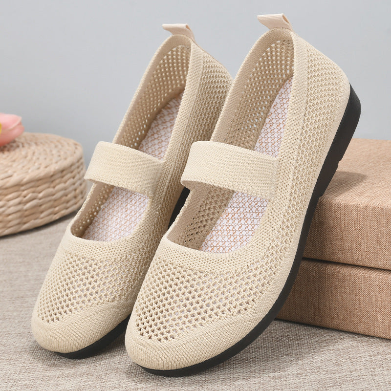 Casual Shoes For Women Flying Woven Women's Shoes Breathable Women Hollow Out Soft Bottom Mom Shoes – image 2