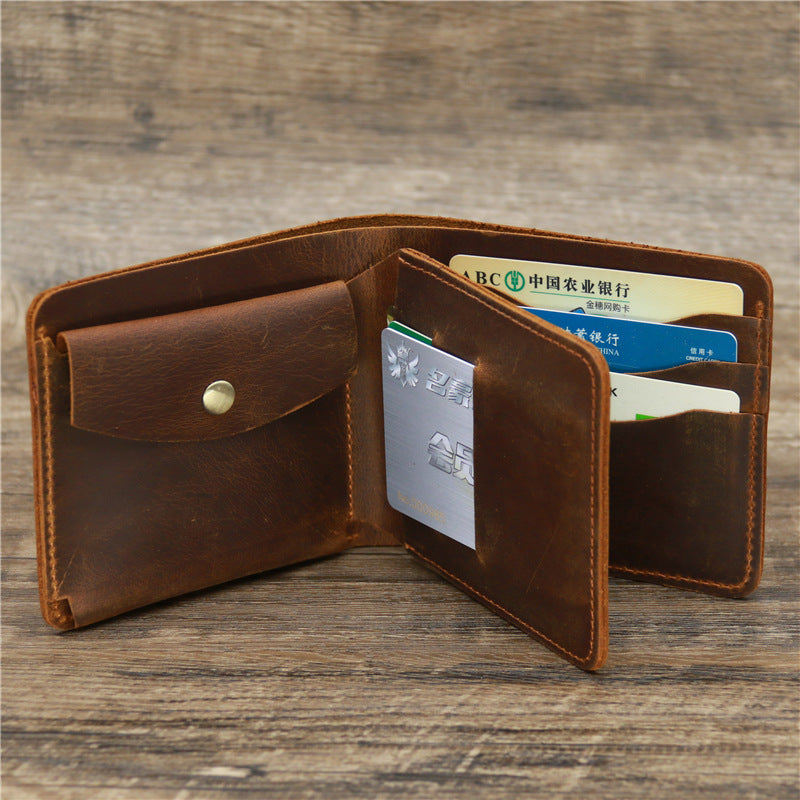 Men's Wallet Leather Wallet Retro Rough Tri-fold First Layer Cowhide – image 8