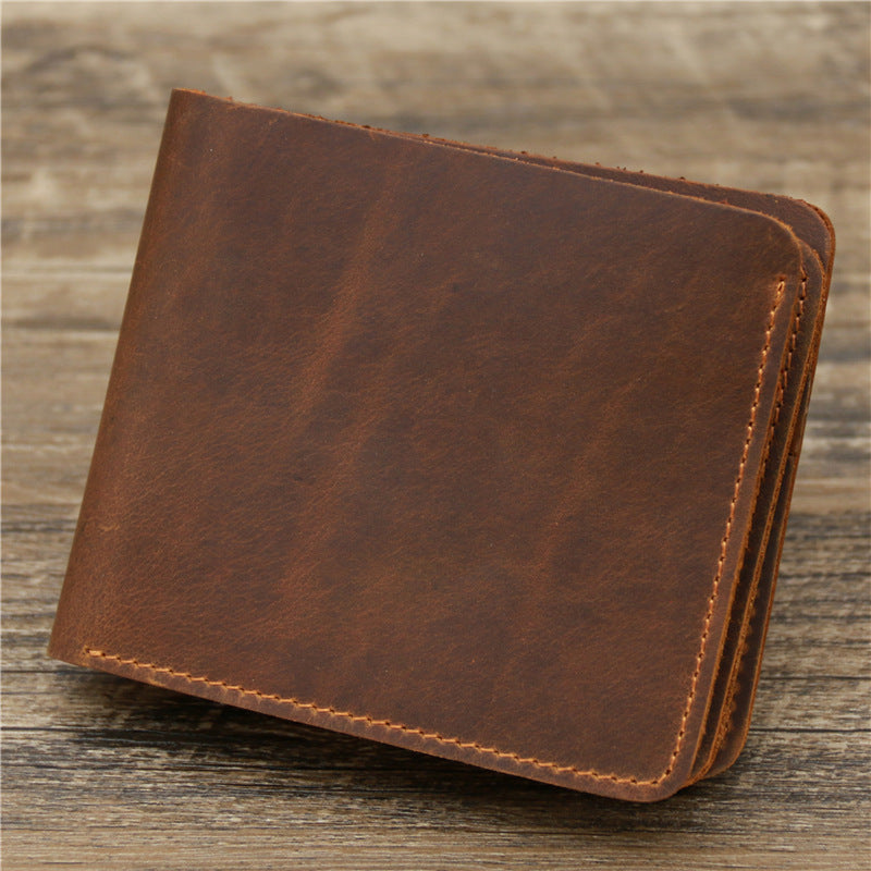 Men's Wallet Leather Wallet Retro Rough Tri-fold First Layer Cowhide – image 4