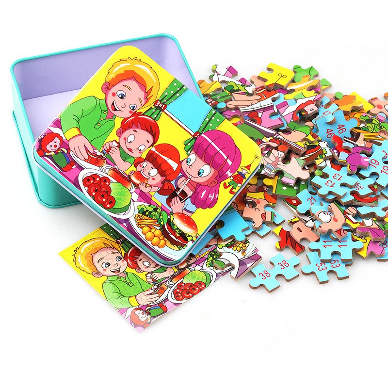 80PCS wooden educational toys educational development baby kids training toys children animal puzzle – image 19