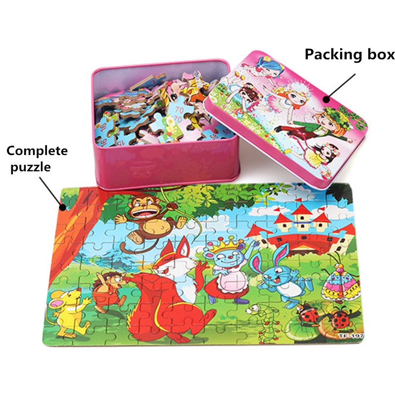 80PCS wooden educational toys educational development baby kids training toys children animal puzzle – image 4