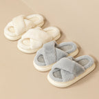 Fashion Cross Fluffy Slippers Women – image 2