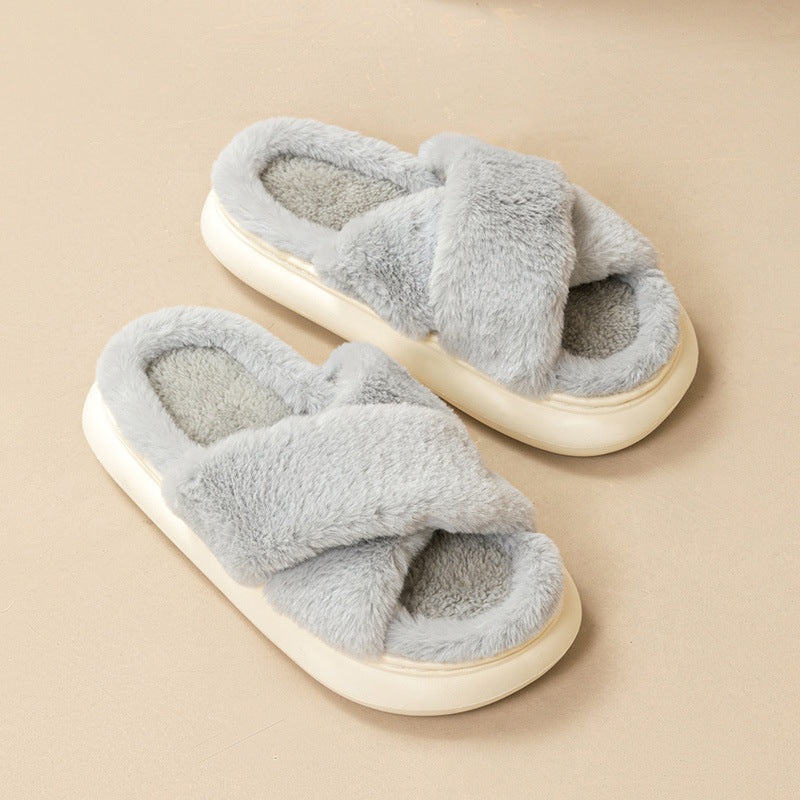 Fashion Cross Fluffy Slippers Women – image 6