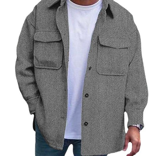 Coat Men Polo Collar Top Men Fashion Work Clothes – image 7