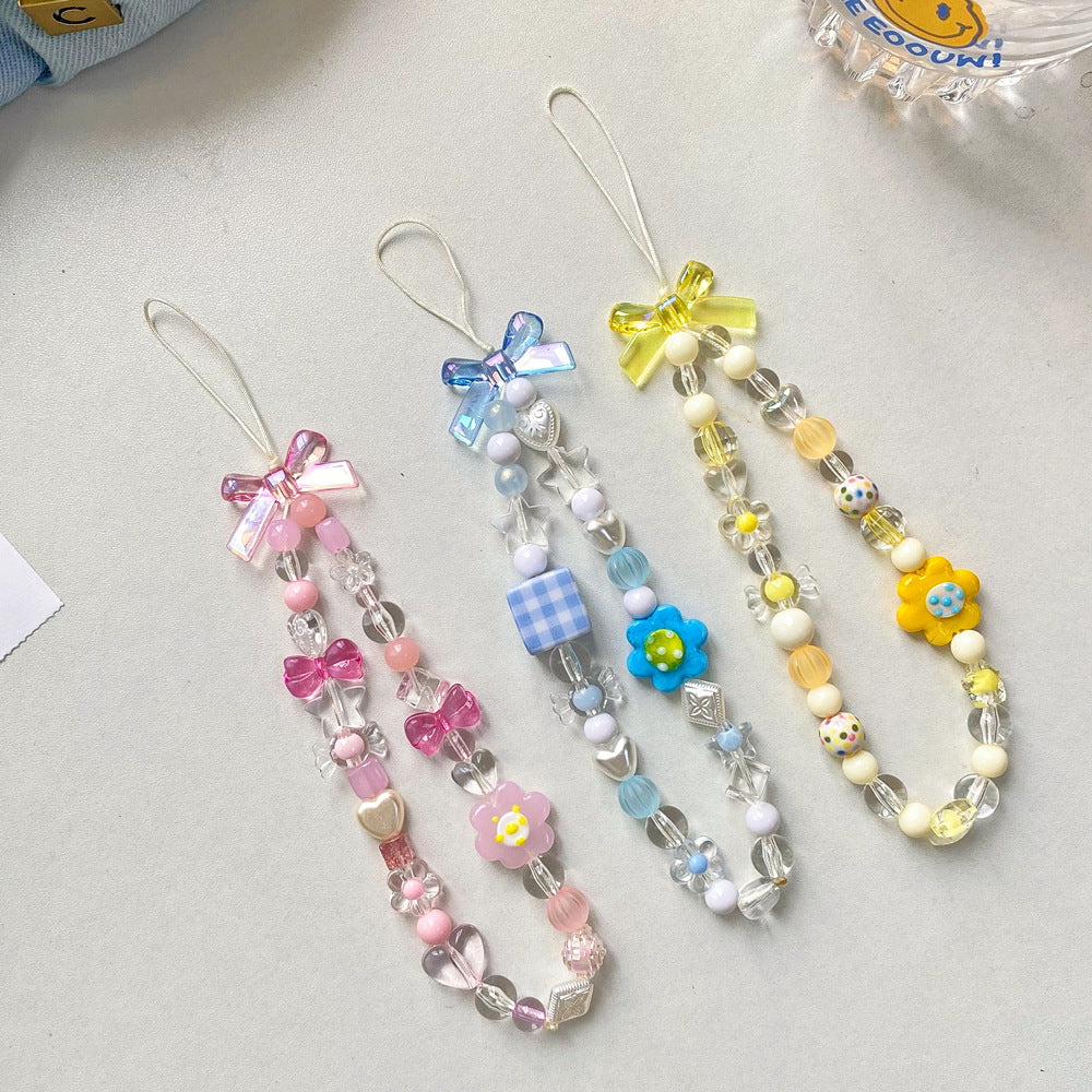 Beaded Flower Mobile Phone Lanyard Jewelry Accessories Hand Rope Lanyard – image 3