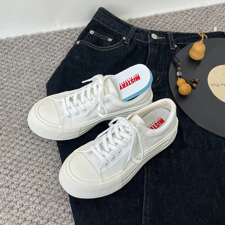 Platform Canvas Shoes Women  New Cloud Korean Style White Shoes Women Versatile Niche Stylish Design Breathable Skate Sh – image 4