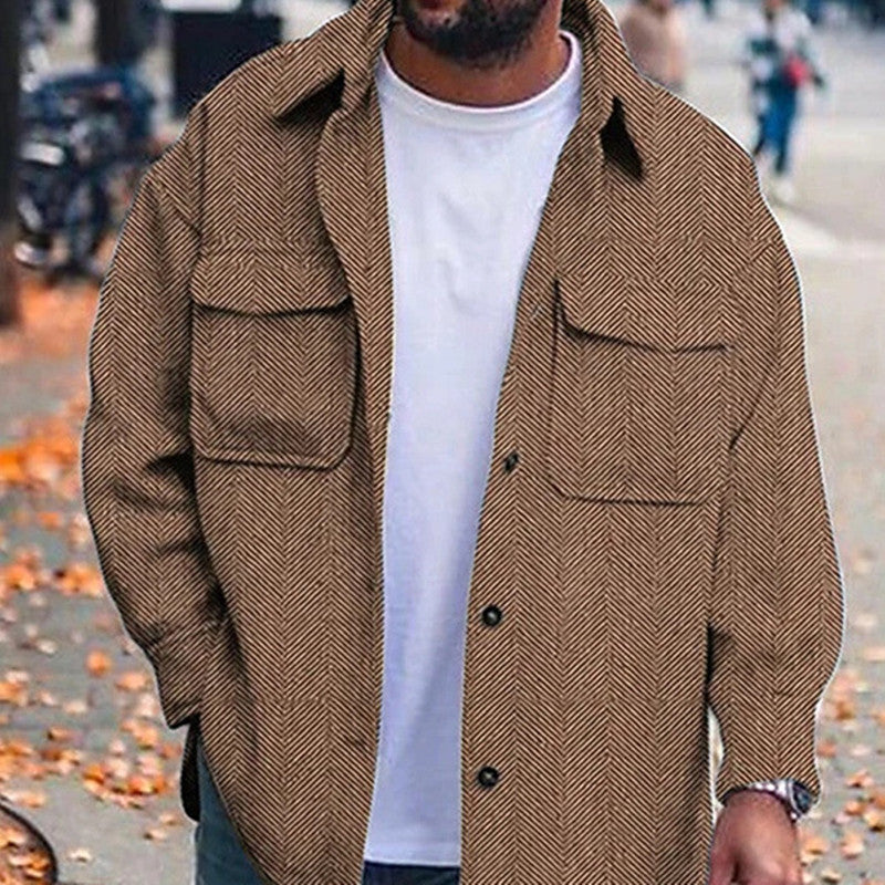 Coat Men Polo Collar Top Men Fashion Work Clothes – image 3