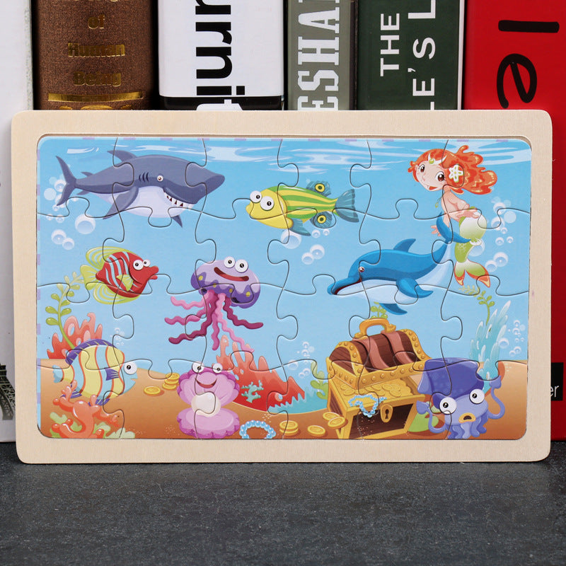 80PCS wooden educational toys educational development baby kids training toys children animal puzzle – image 14