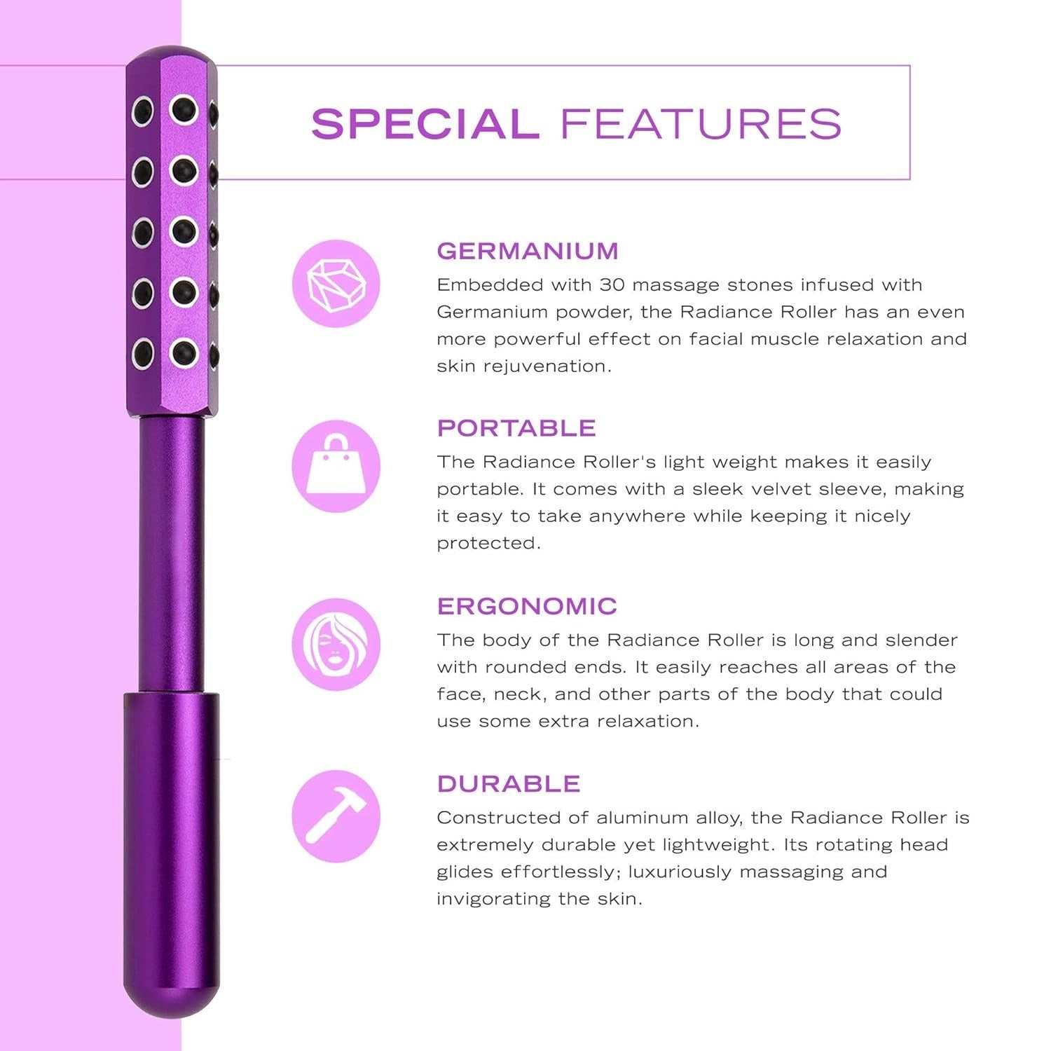 Beauty Stick Germanium Stone Lifting Facial Roller Beauty Massage Instrument Beauty Bar – image 5