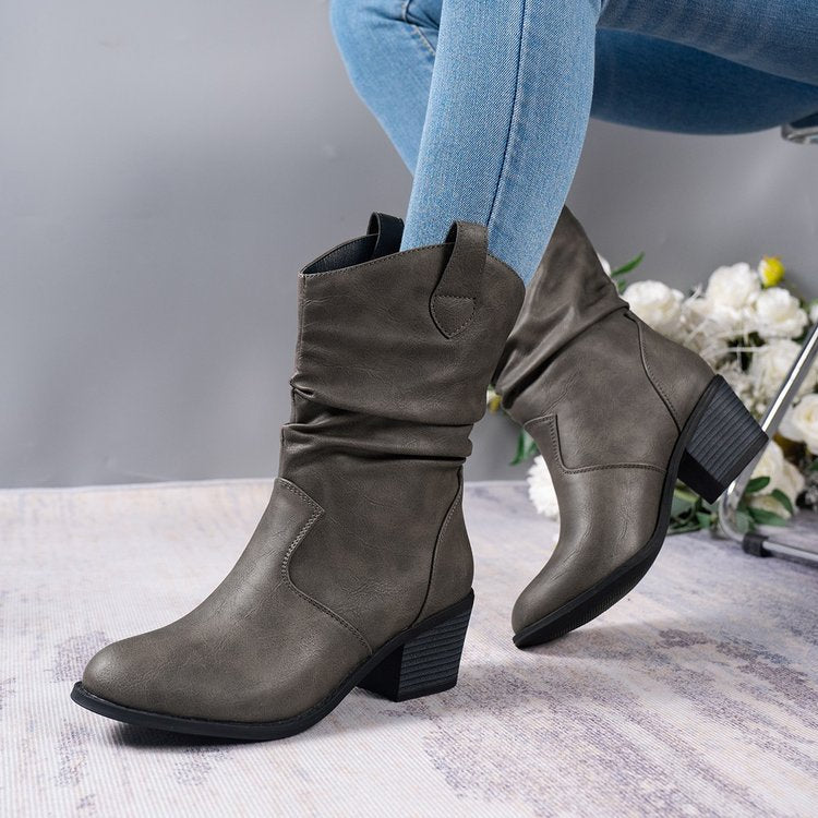 Fashion Western Denim Style Retro Cloth Cover Fashion Boots Women – image 5
