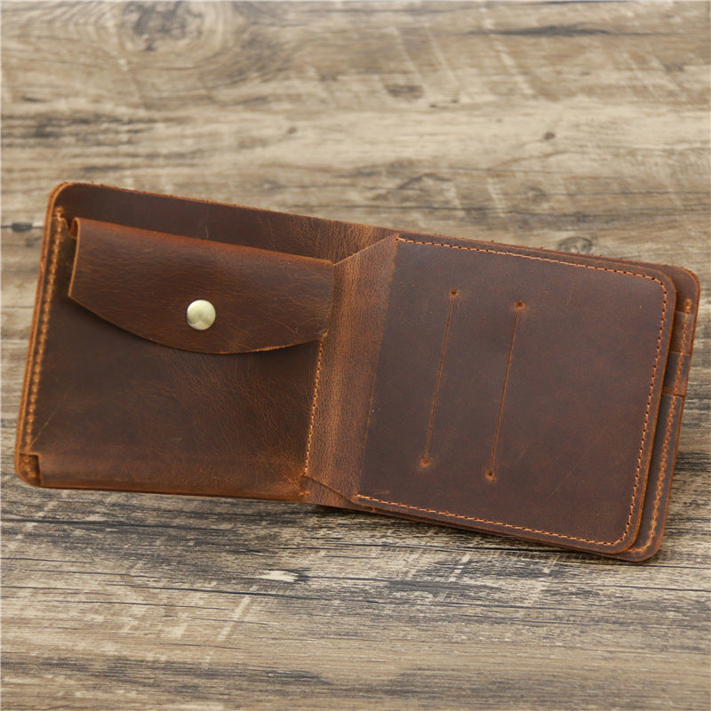 Men's Wallet Leather Wallet Retro Rough Tri-fold First Layer Cowhide – image 7