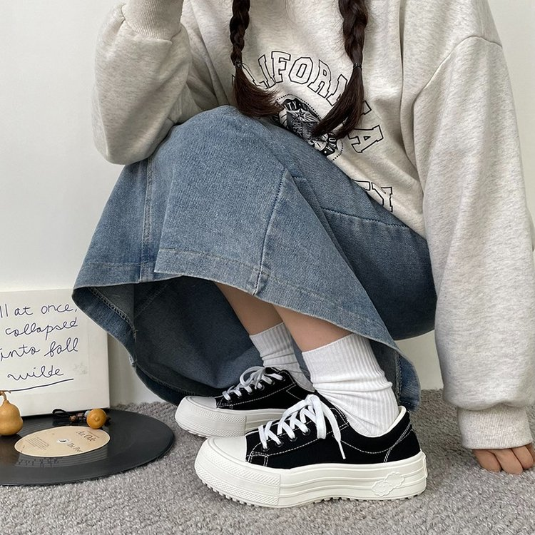 Platform Canvas Shoes Women  New Cloud Korean Style White Shoes Women Versatile Niche Stylish Design Breathable Skate Sh – image 2