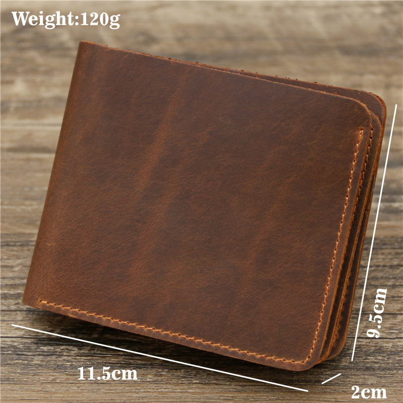 Men's Wallet Leather Wallet Retro Rough Tri-fold First Layer Cowhide – image 6