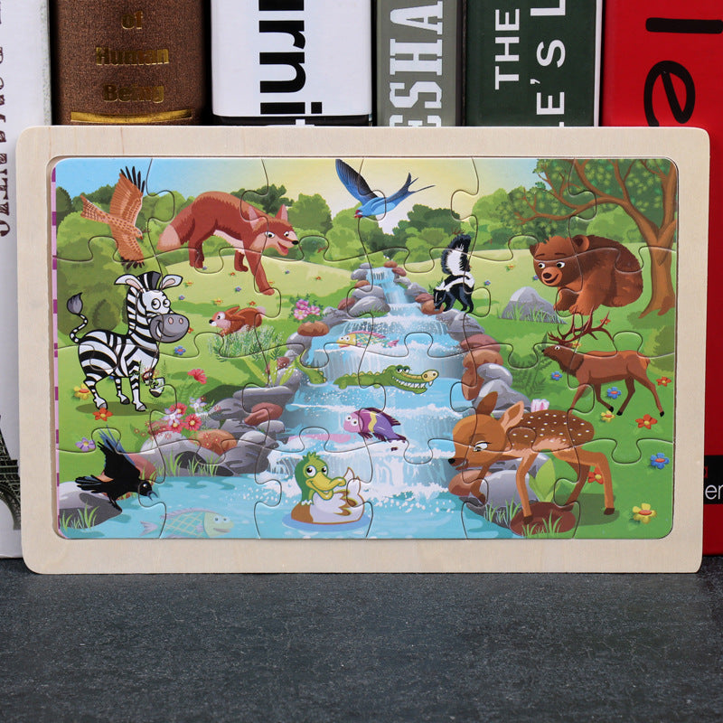 80PCS wooden educational toys educational development baby kids training toys children animal puzzle – image 13
