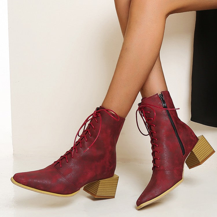 Martin Boots Women Thick Heel Pointed Toe Zipper Short Boots Women – image 6