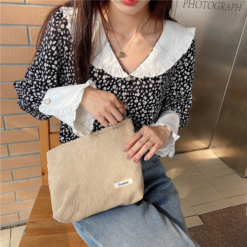 Fashion Corduroy Cosmetic Bag Women – image 3