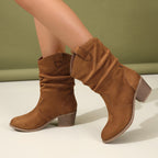 Fashion Western Denim Style Retro Cloth Cover Fashion Boots Women – image 2