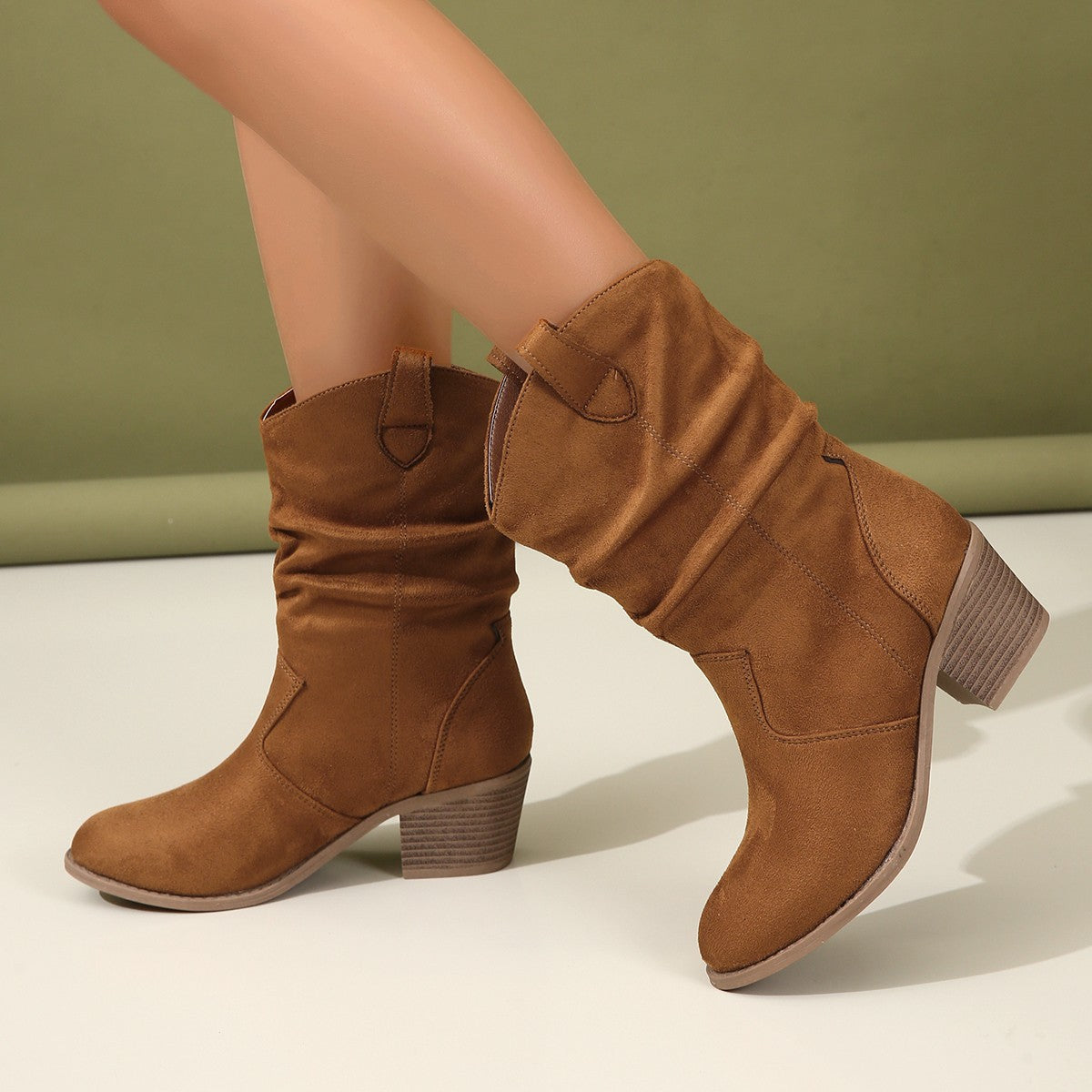 Fashion Western Denim Style Retro Cloth Cover Fashion Boots Women – image 2