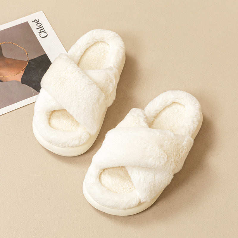 Fashion Cross Fluffy Slippers Women – image 8