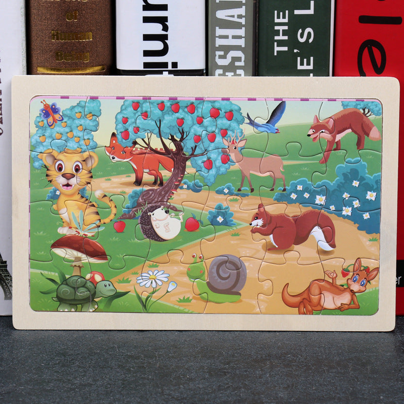 80PCS wooden educational toys educational development baby kids training toys children animal puzzle – image 10