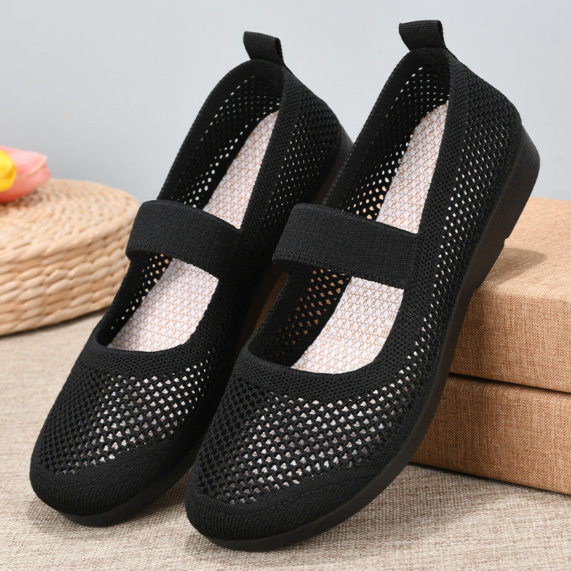 Casual Shoes For Women Flying Woven Women's Shoes Breathable Women Hollow Out Soft Bottom Mom Shoes – image 5
